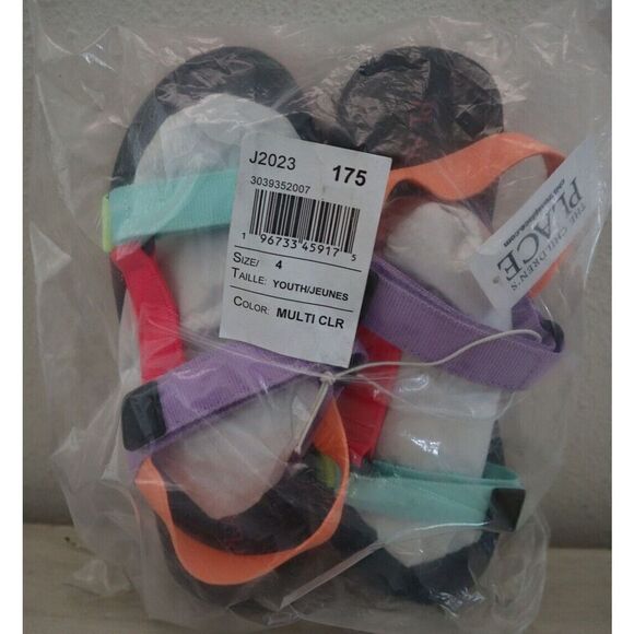 The Children's Place Youth Girls Sz 4 Multicolor Colorblock Webbed Sandals - Picture 6 of 6